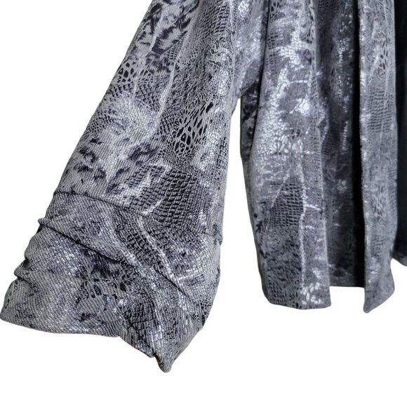 Dressbarn Silver Metallic Open Jacket Coat‎ Long Sleeve Womens Plus 22 24 - Picture 9 of 10